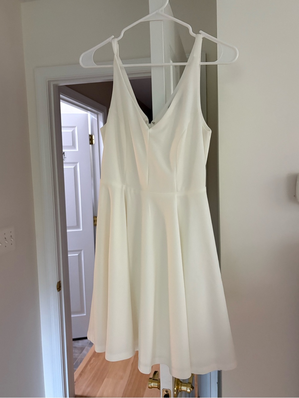 Lulu's Ivory V-Neck Skater Mini Dress